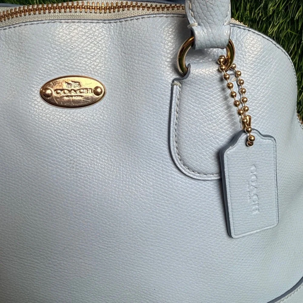 Coach Kelsey‎ Satchel Light Blue Pebble Leather Crossbody Dome Handbag F33909